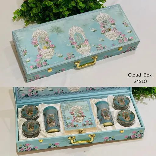 4 Glass jar + 2 Tin jar + cavity box Cloud Hamper